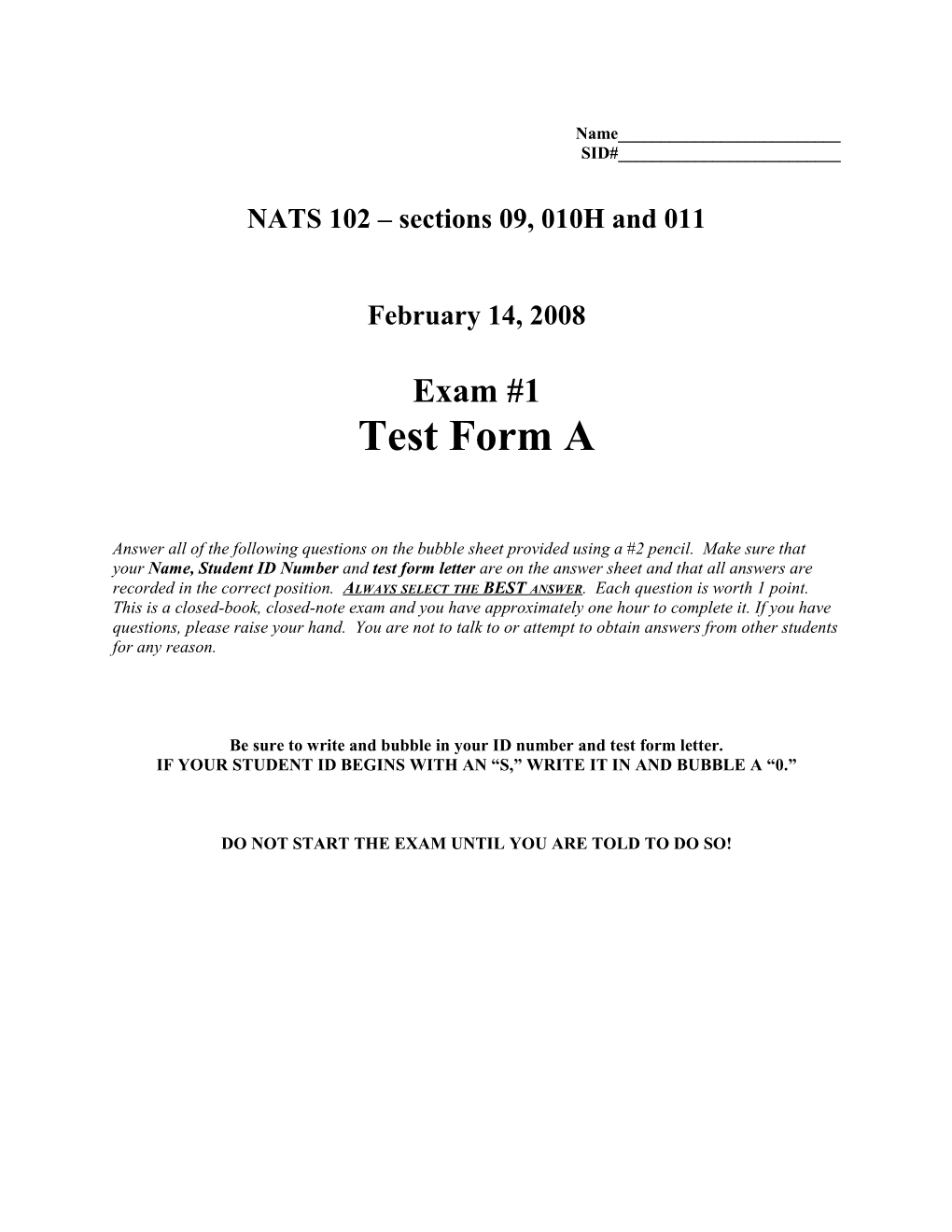 Nats 102 Exam #1 Lecture Tutorial Questions