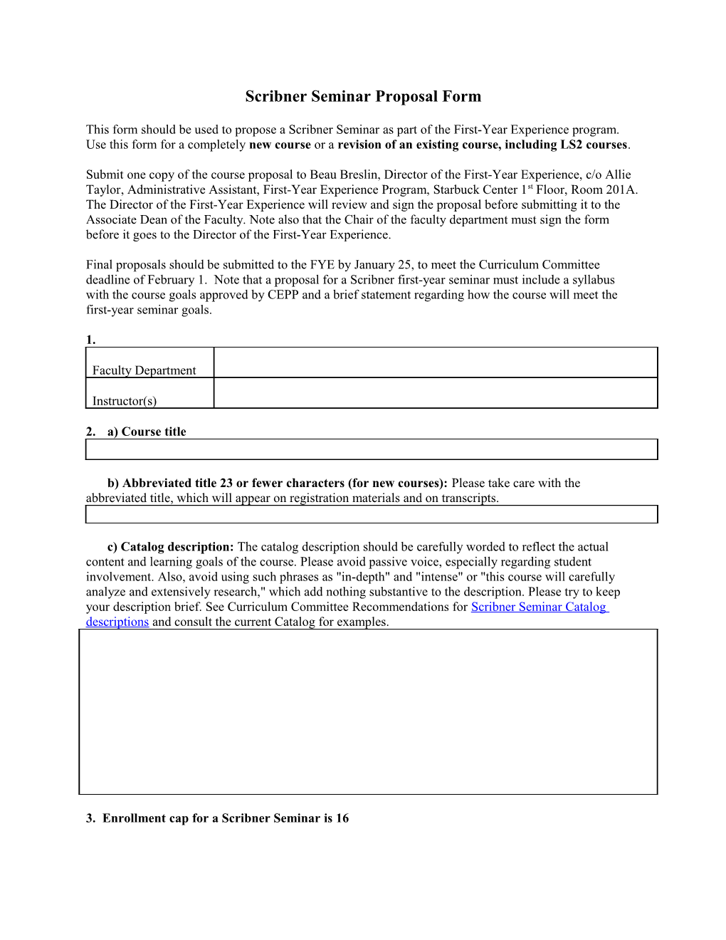 Scribner Seminar Proposal Form