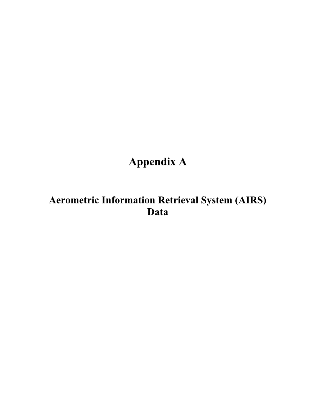 Aerometric Information Retrieval System (AIRS) Data