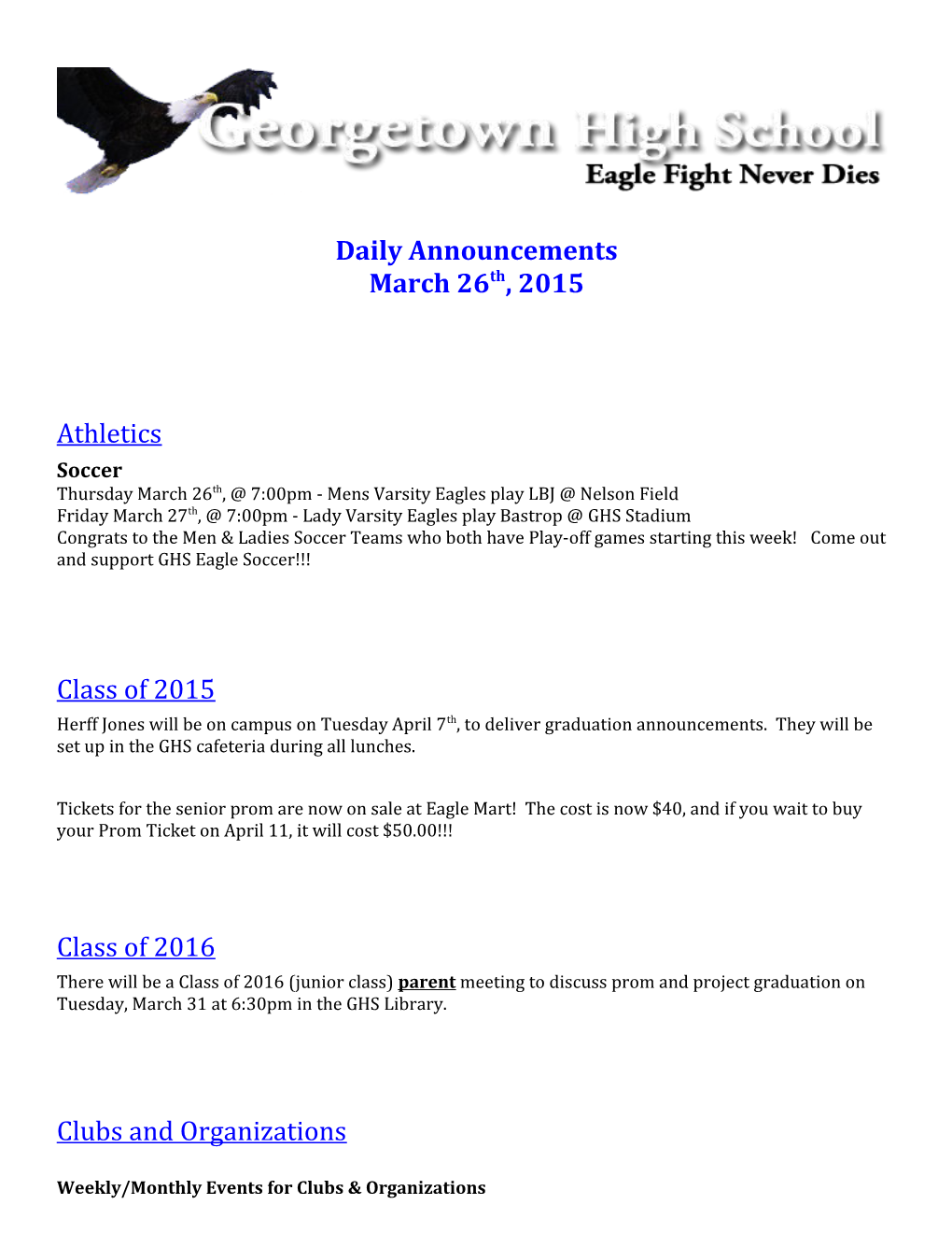 Daily Announcements s3
