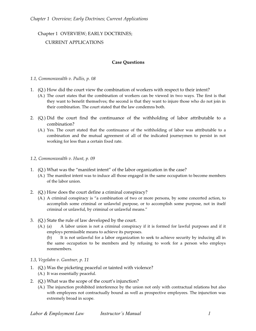 Chapter 1 Overview; Early Doctrines; Current Applications