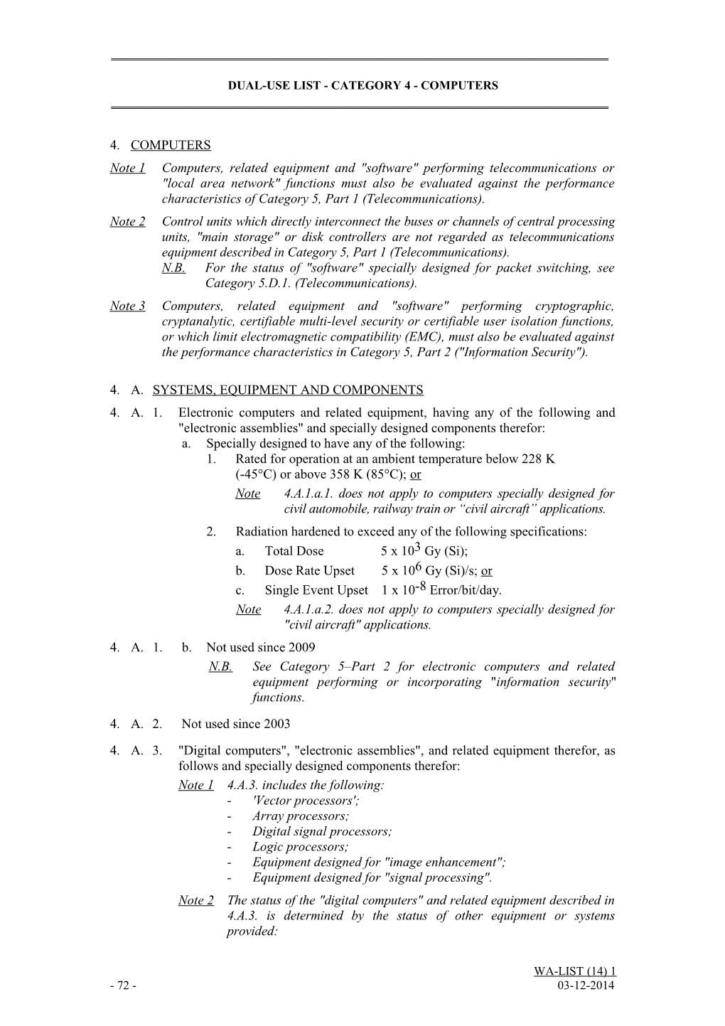 Dual-Use List - Category 4 - Computers