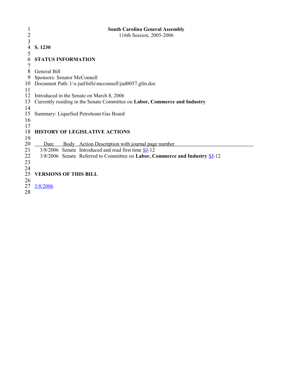 2005-2006 Bill 1230: Liquefied Petroleum Gas Board - South Carolina Legislature Online