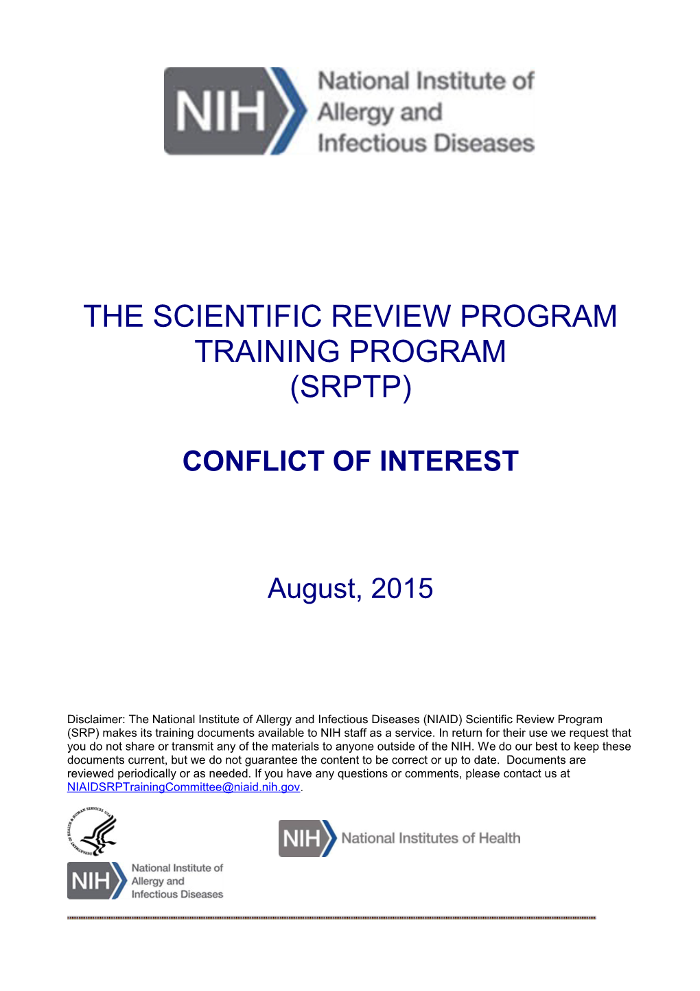 The Scientific Review Program Training Program