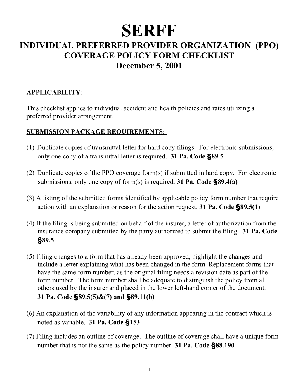 Individual Preferred Provider Organization (Ppo) Coverage Policy Form Checklist