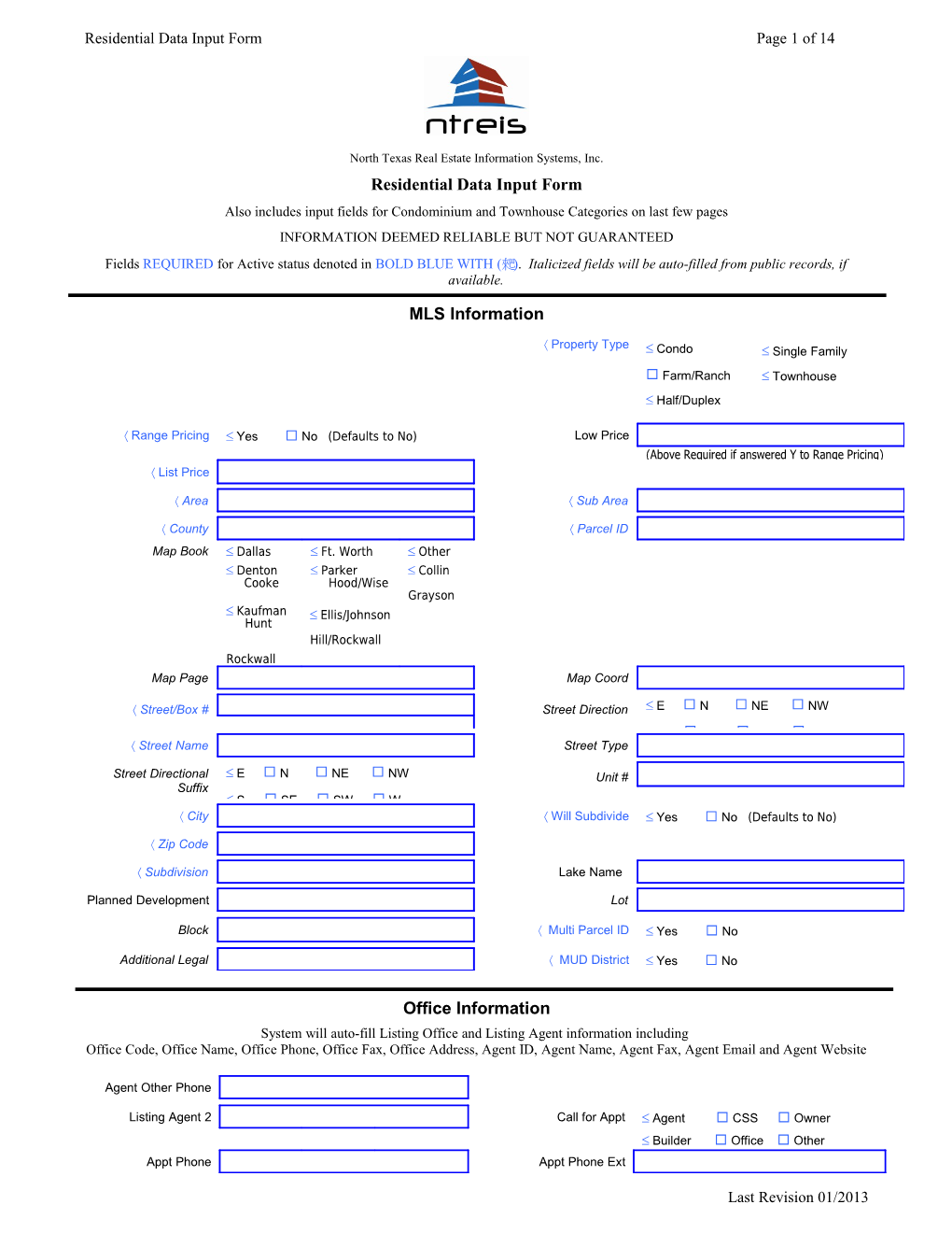 Residential Data Input Form Page 11 of 11