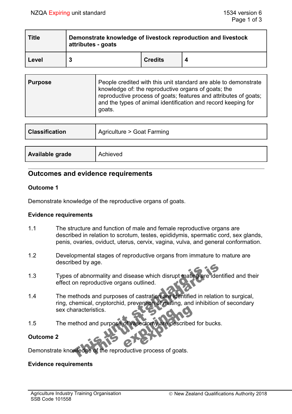 1534 Demonstrate Knowledge of Livestock Reproduction and Livestock Attributes - Goats