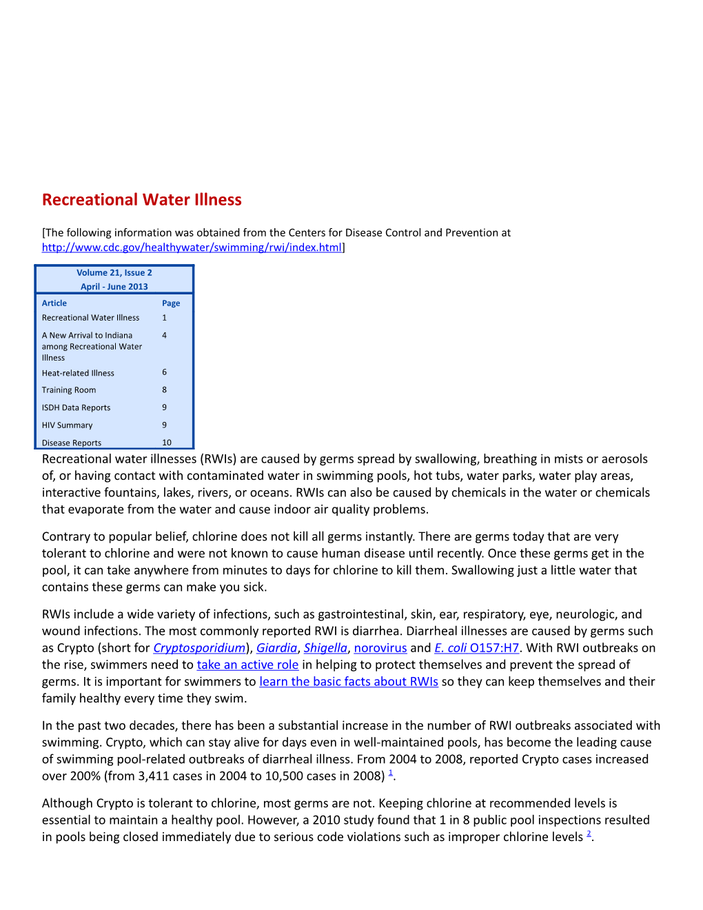 Indiana Epidemiology Newsleter