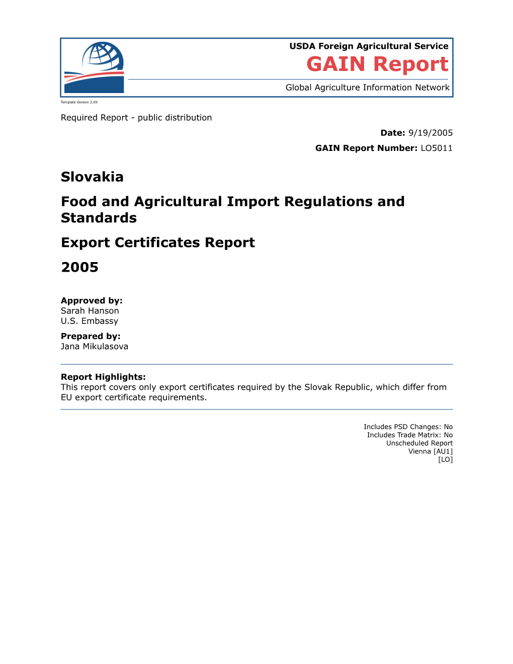 Food and Agricultural Import Regulations and Standards s11