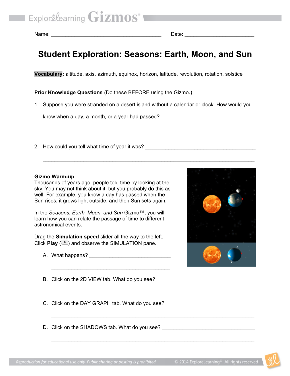 Seasons: Earth, Moon, and Sun