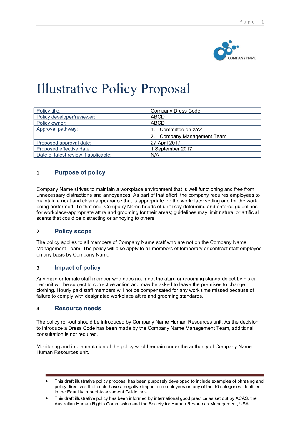 Illustrative Policy Proposal