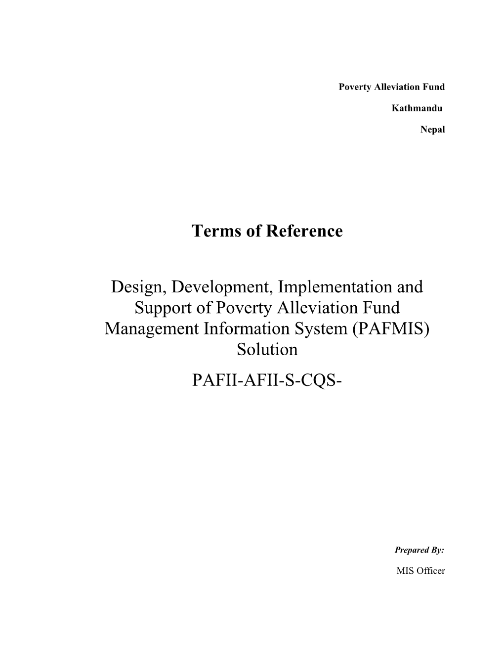 Poverty Alleviation Fund