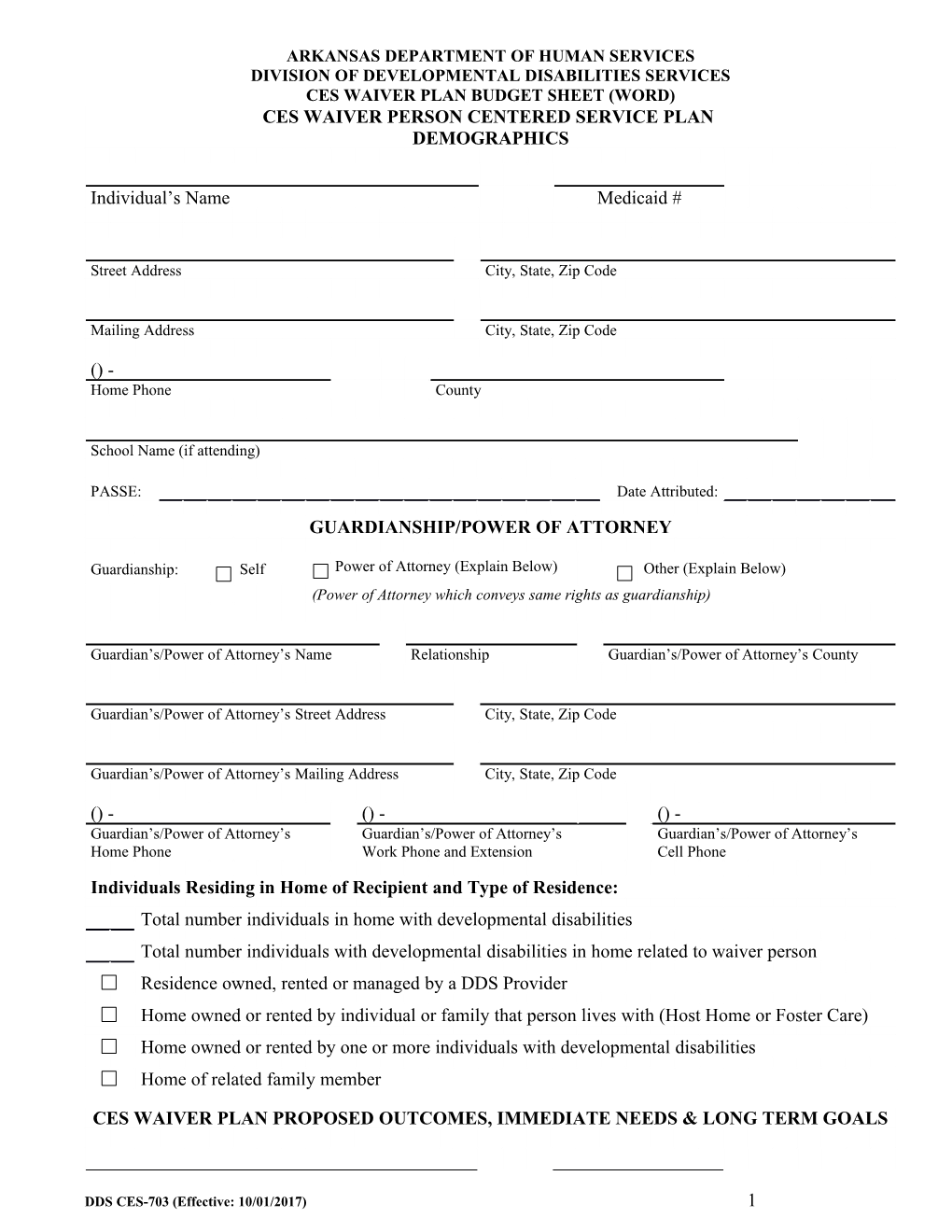 CES-703 Waiver PCPS Forms