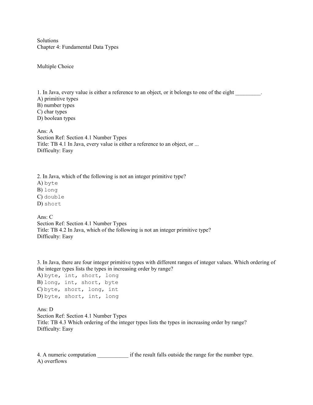 Chapter 4: Fundamental Data Types