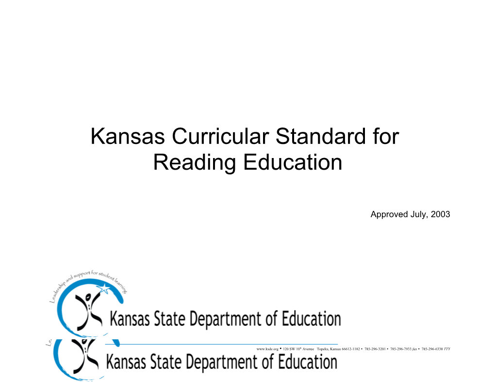 Kansas Curricular Standard For