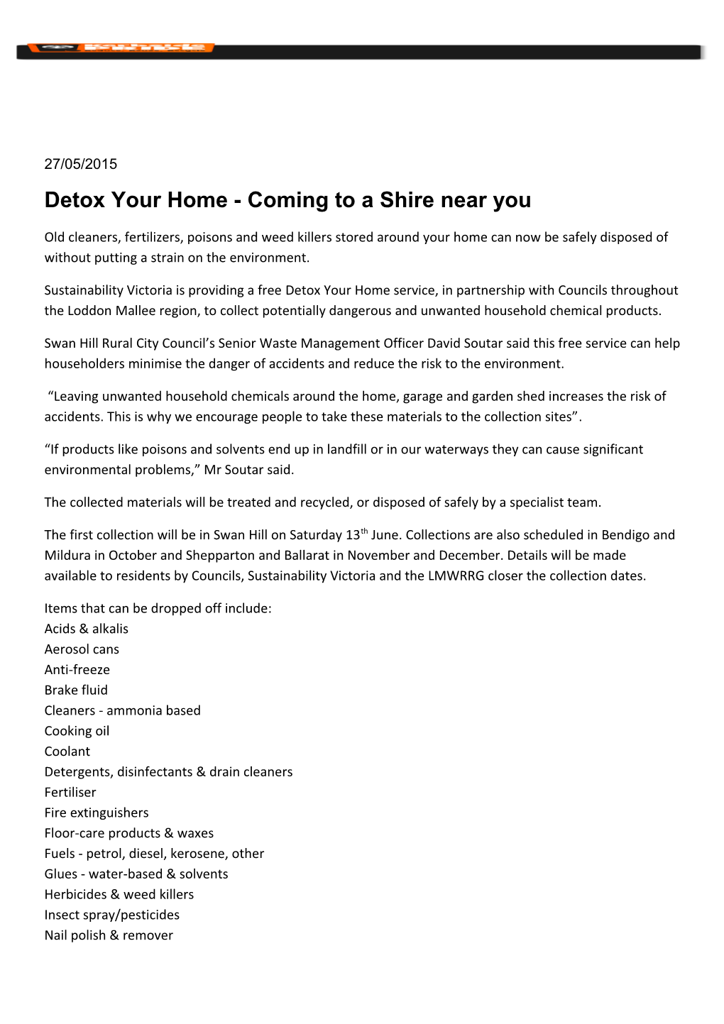 Detox Your Home - Coming to a Shire Nearyou