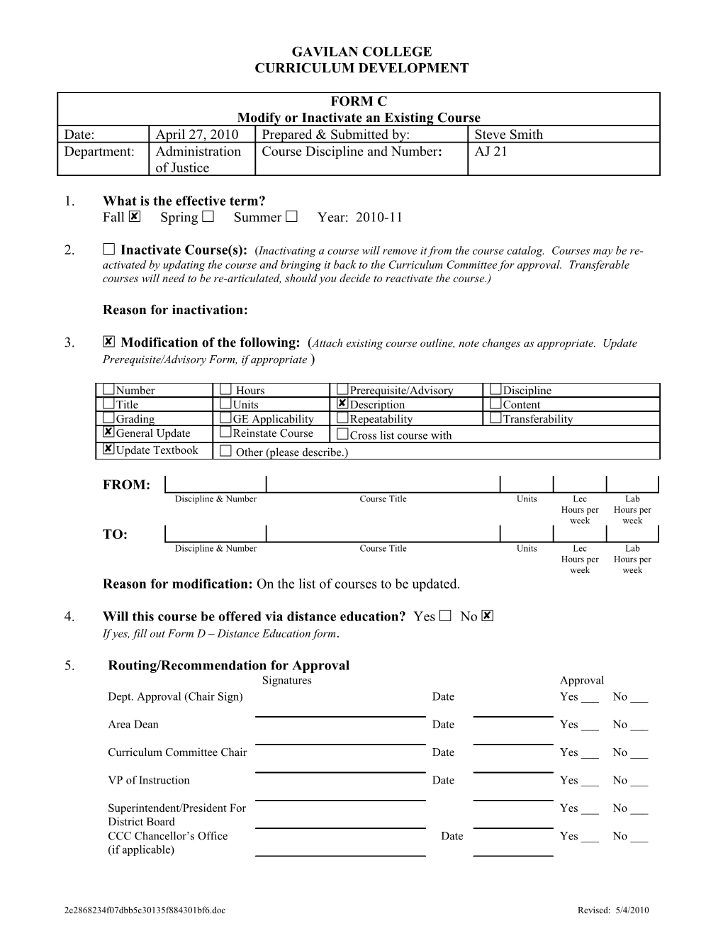 Course Discipline and s10