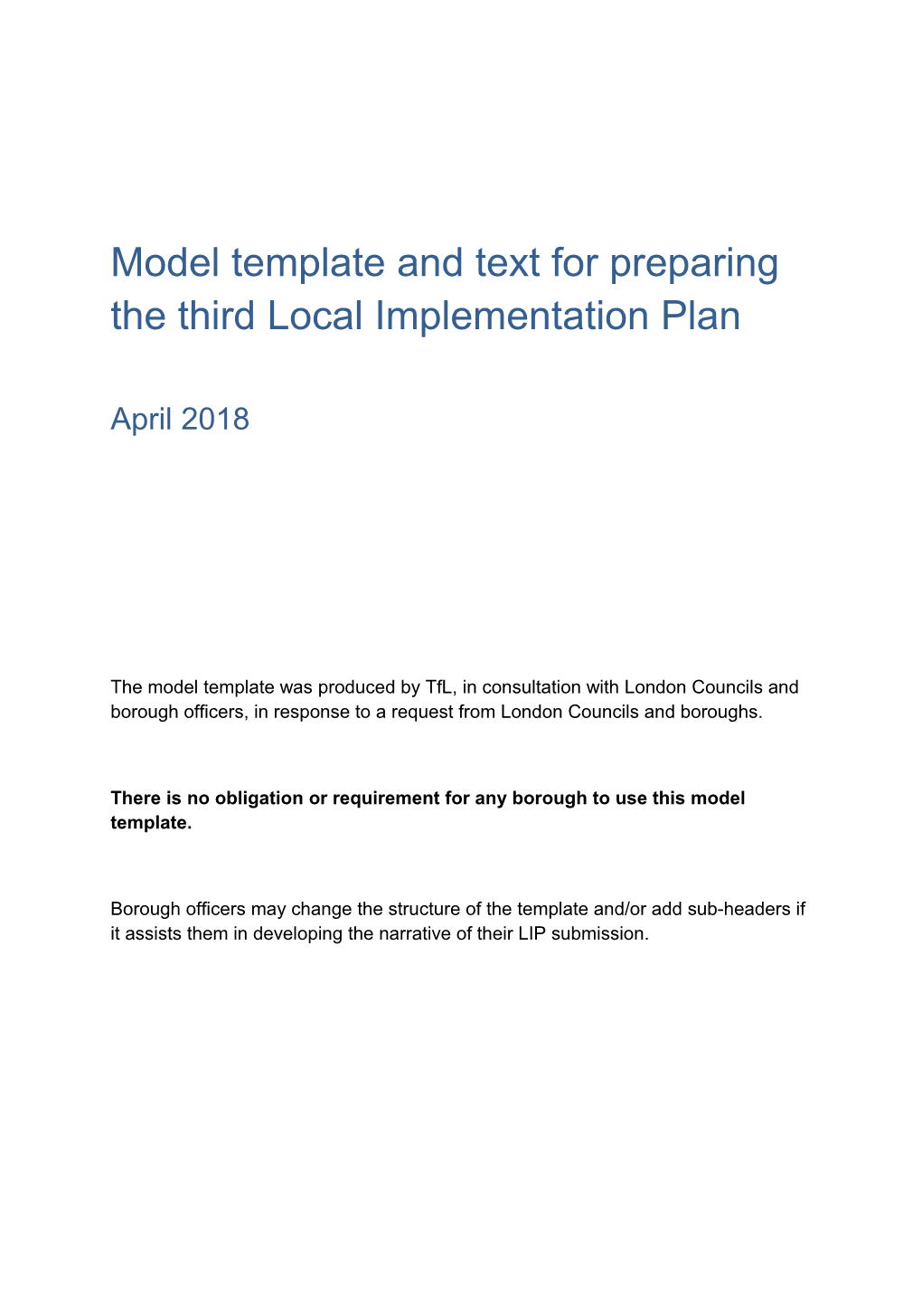Model Template and Text for Preparing the Third Local Implementation Plan