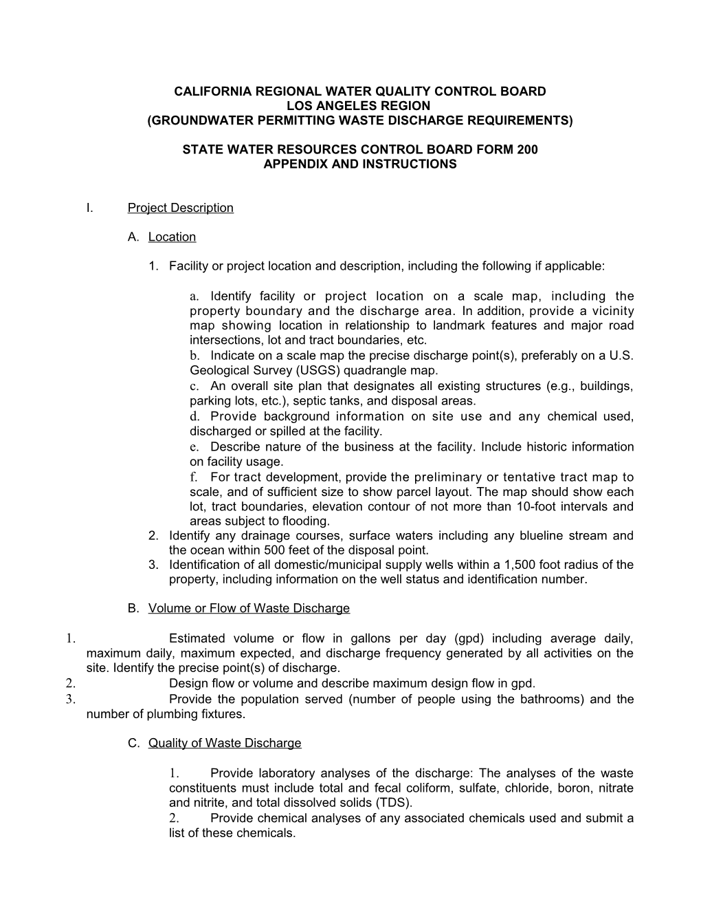 California Regional Water Quality Control Board Los Angeles Region (Groundwater Permitting