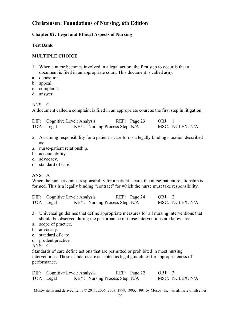 Christensen: Foundations of Nursing, 6Th Edition