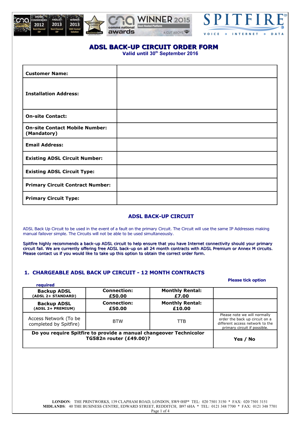 Isp Order Form