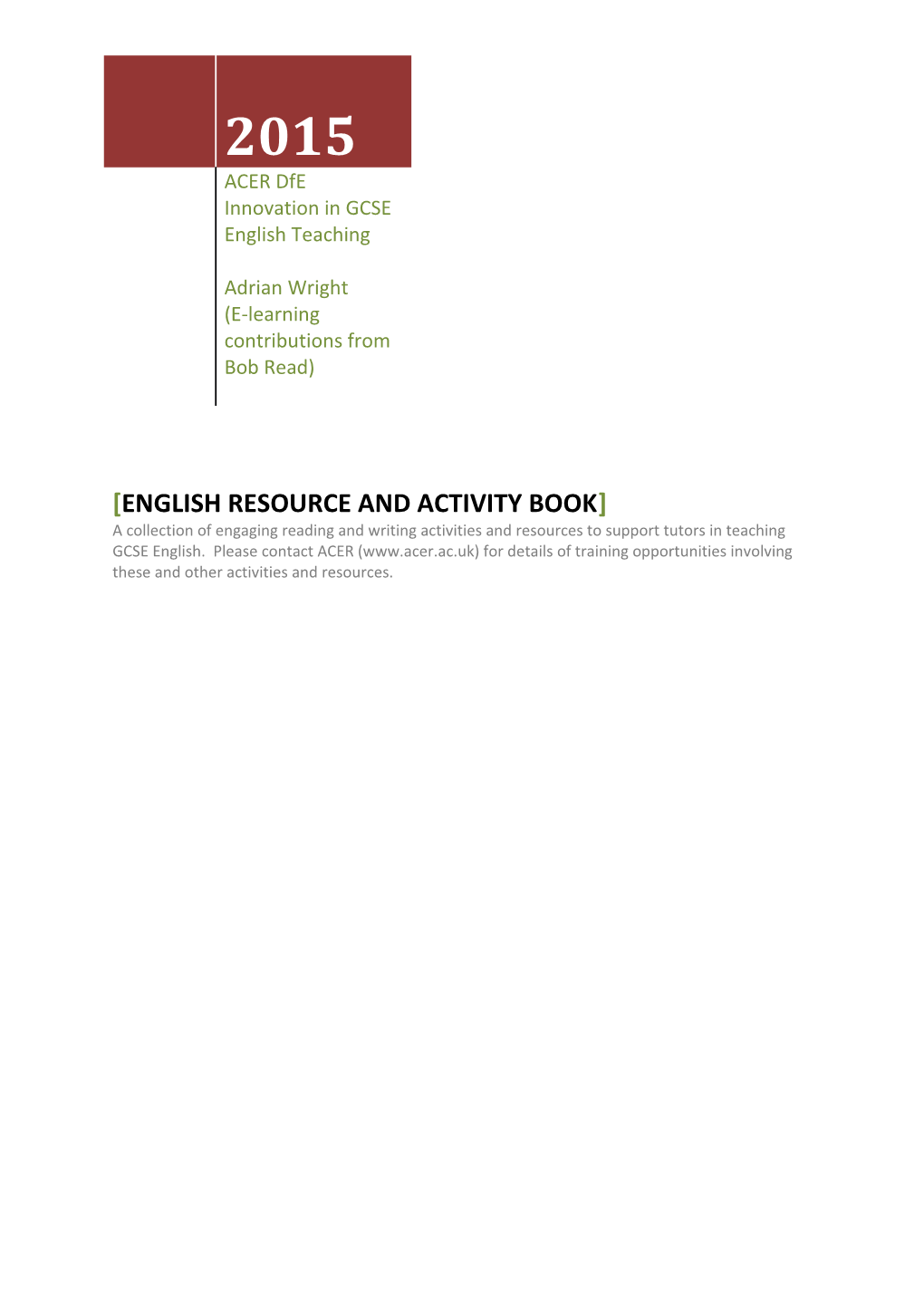 English Resource and Activity Book
