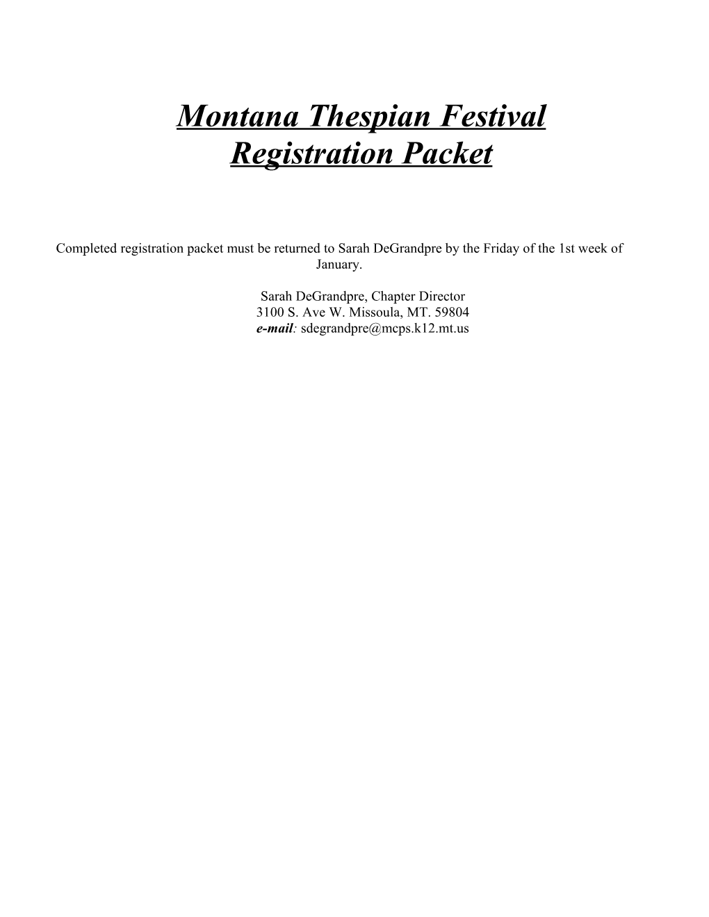 Montana Thespian Festival