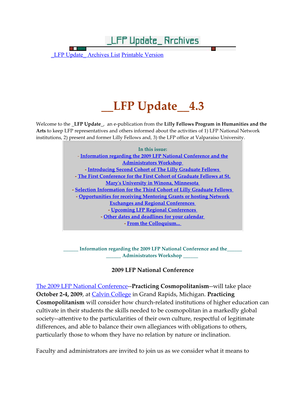 LFP Update Archives List Printable Version