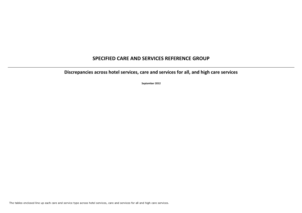 Specified Care and Services Reference Group