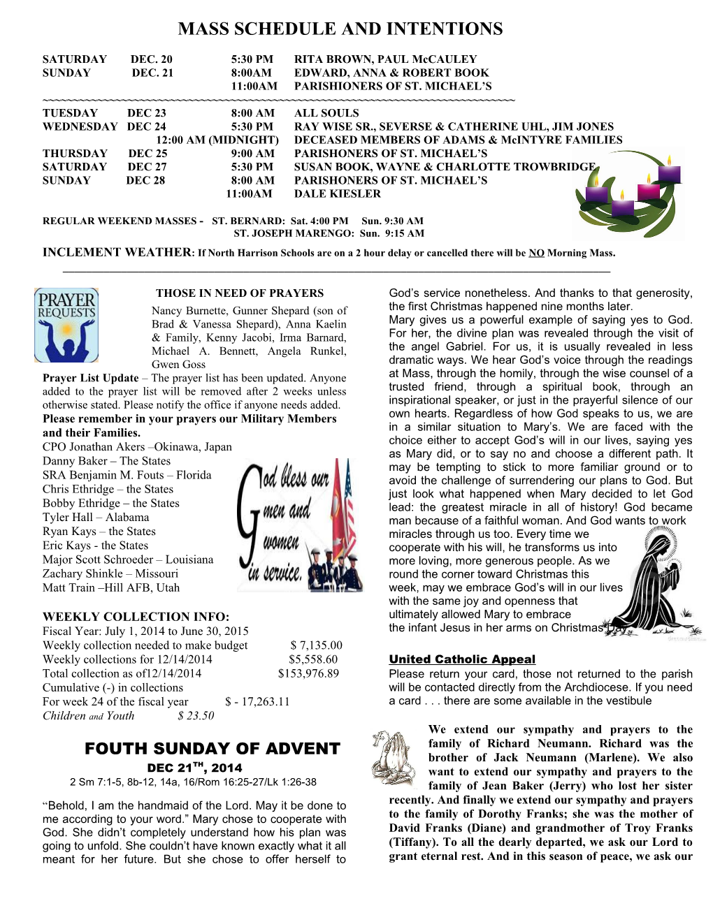 Scheduled Masses and Intentions s5