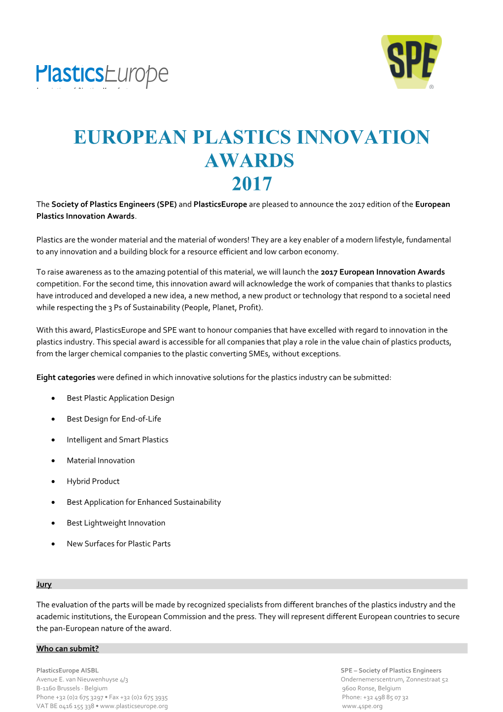 European Plastics Innovationawards 2017