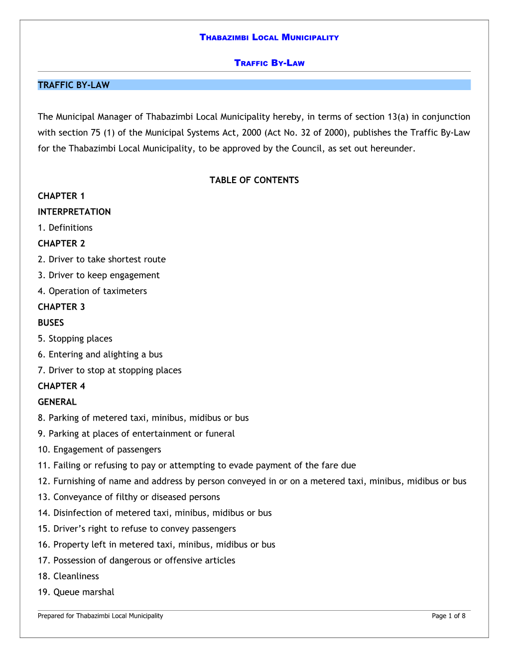 Traffic By-Law