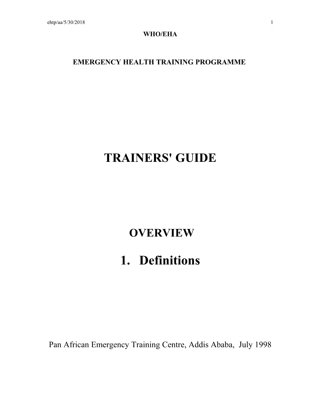 Emergency Health Training Programme