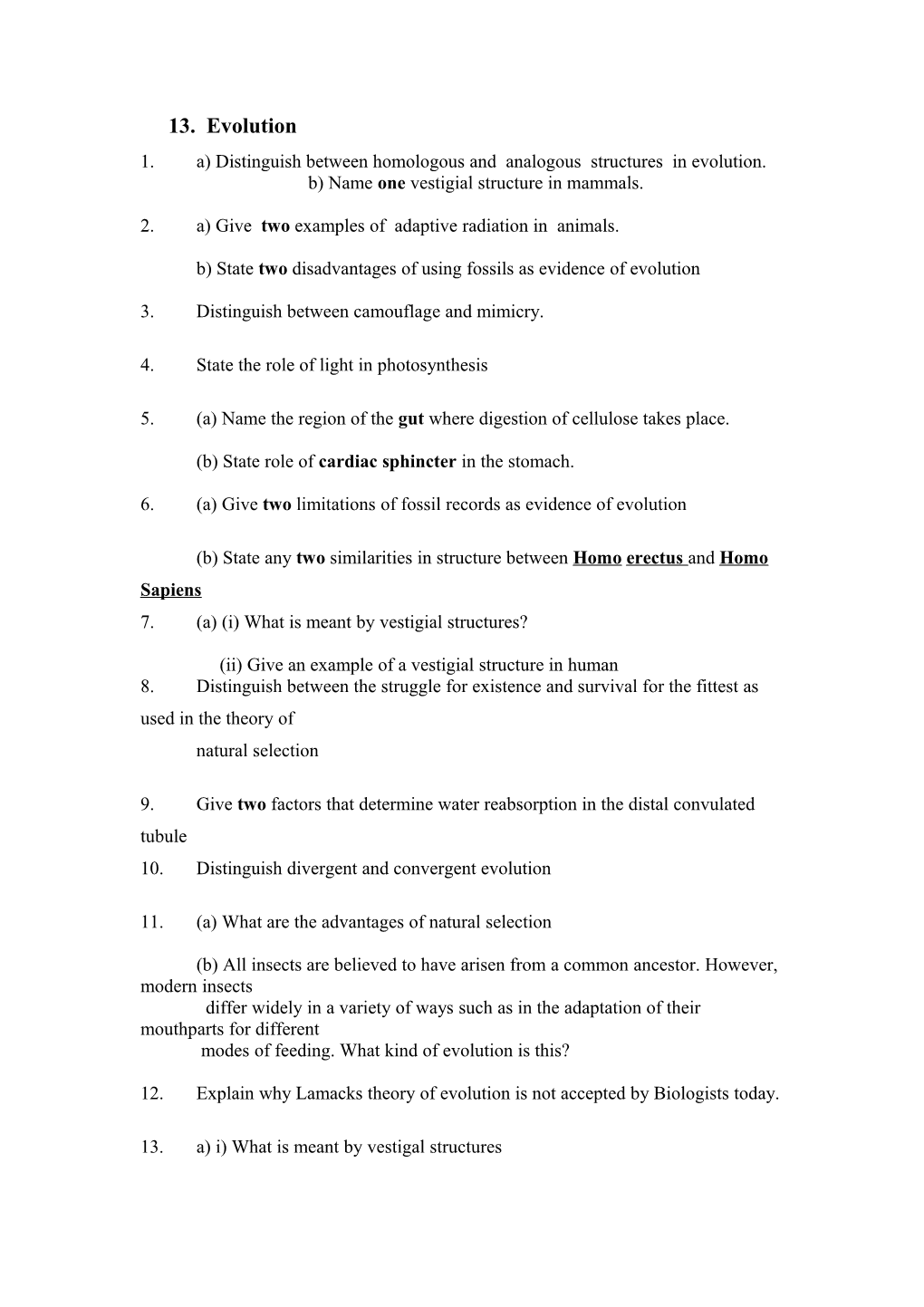 2. A) Give Two Examples of Adaptive Radiation in Animals