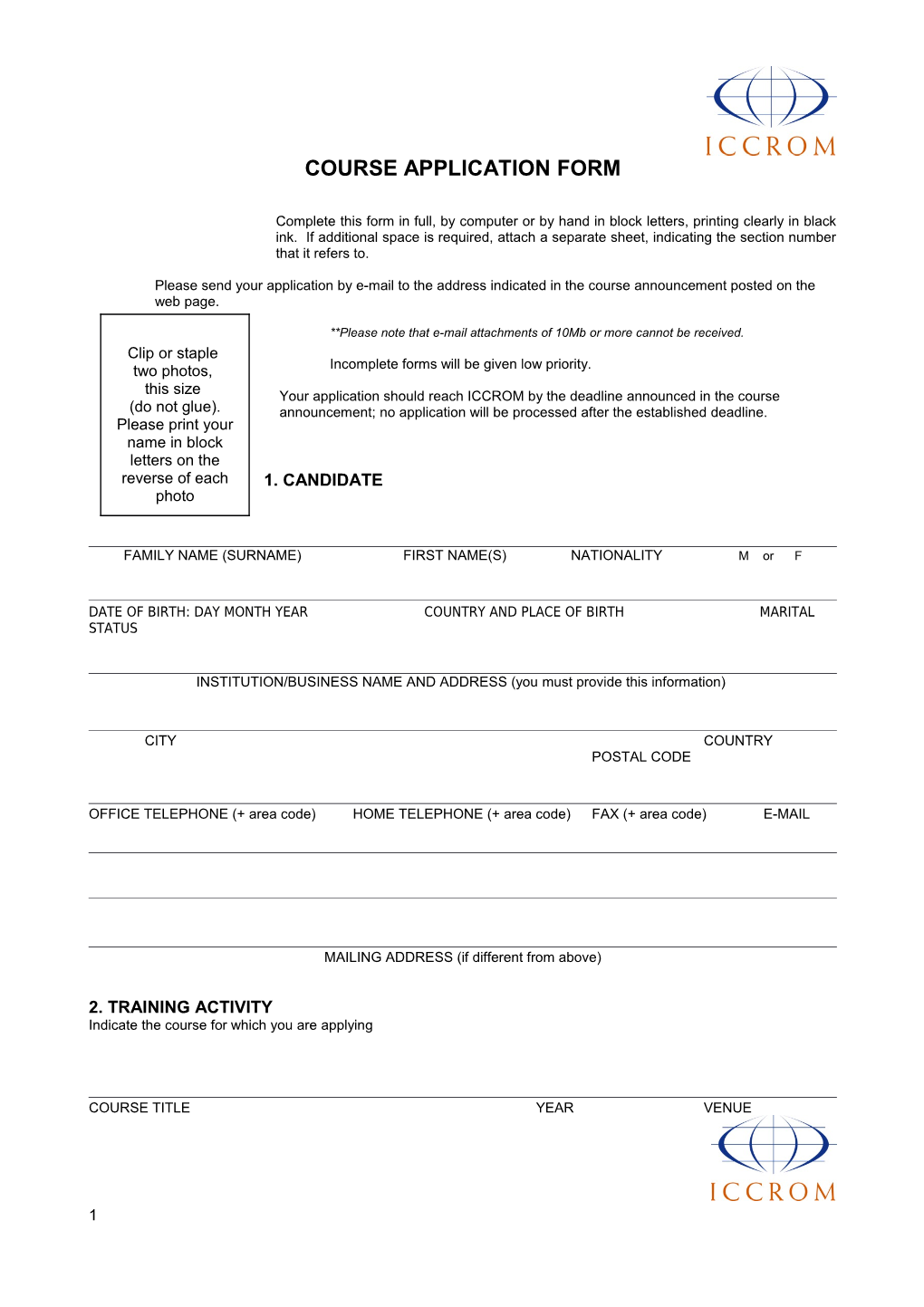 Course Application Form