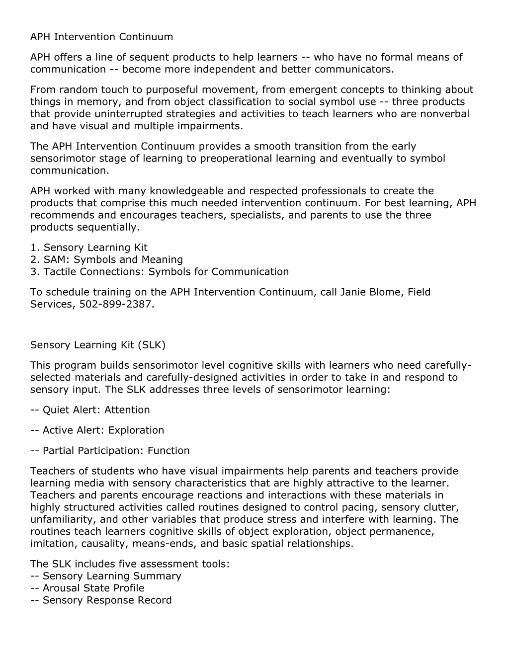 APH Intervention Continuum