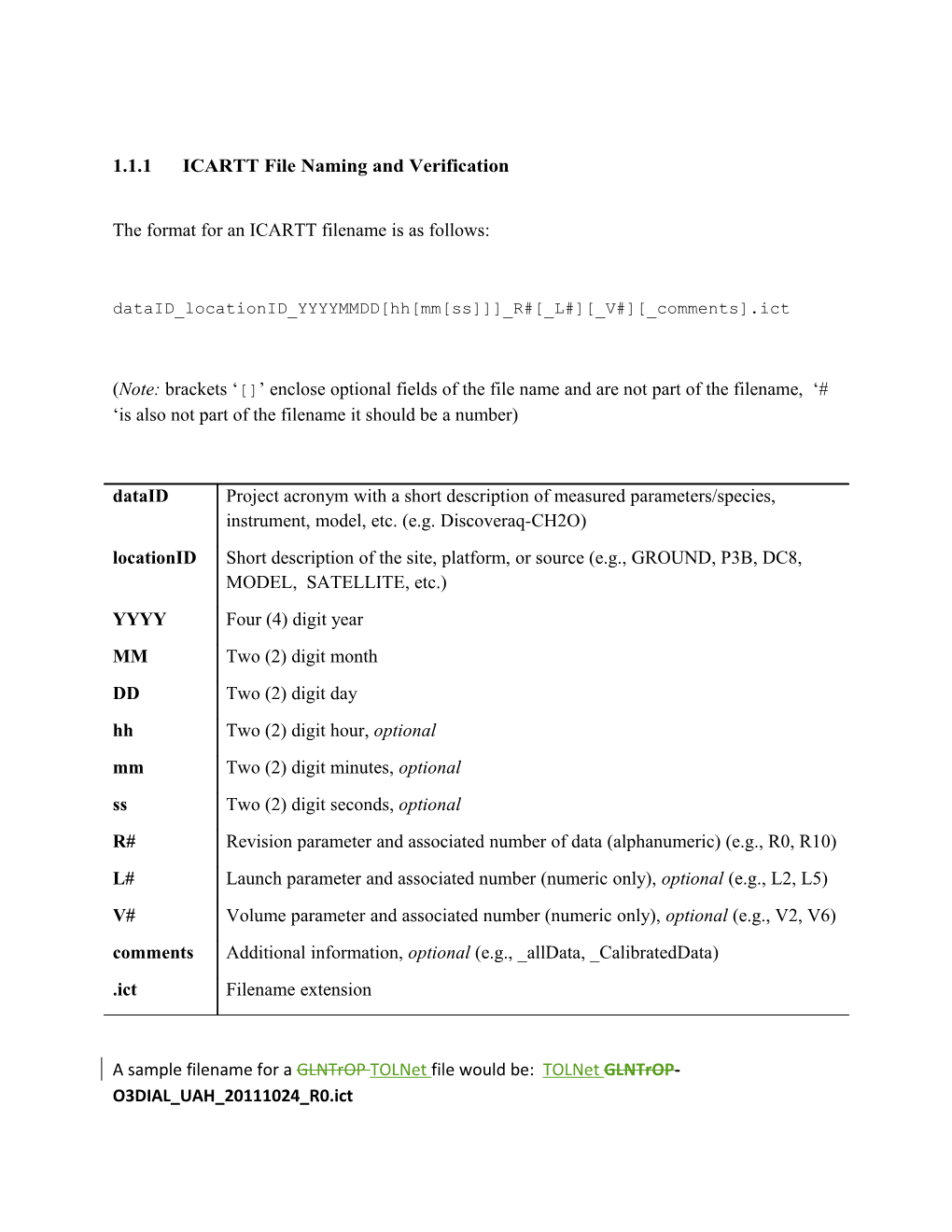 1.1.1 ICARTT File Naming and Verification