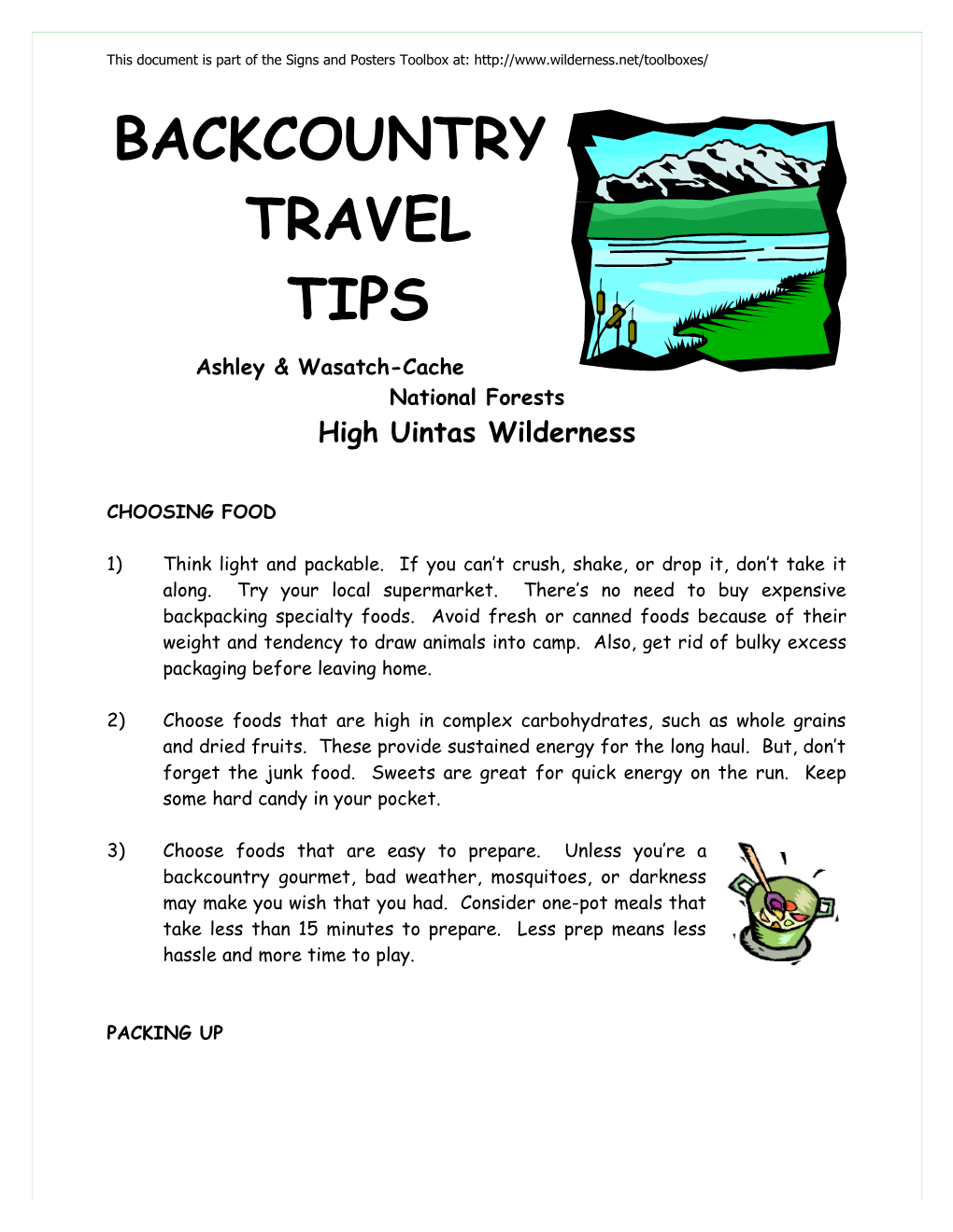BACKCOUNTRY TRAVEL TIPS: High Uintas Wilderness