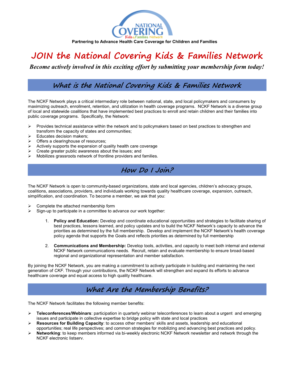 National Covering Kids and Families Network