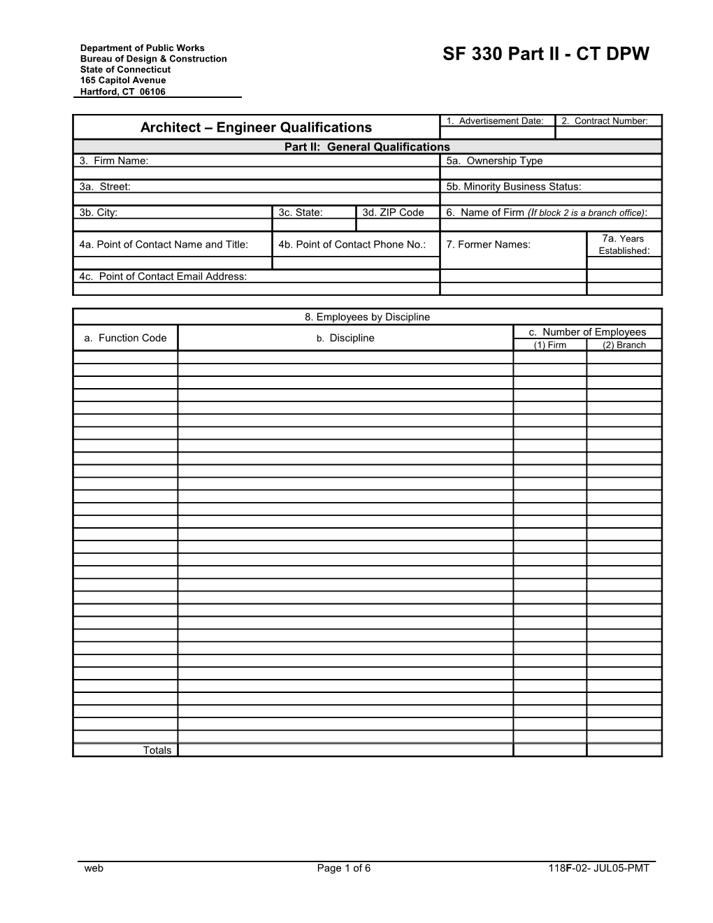 CT DPW Modified SF330 Part I