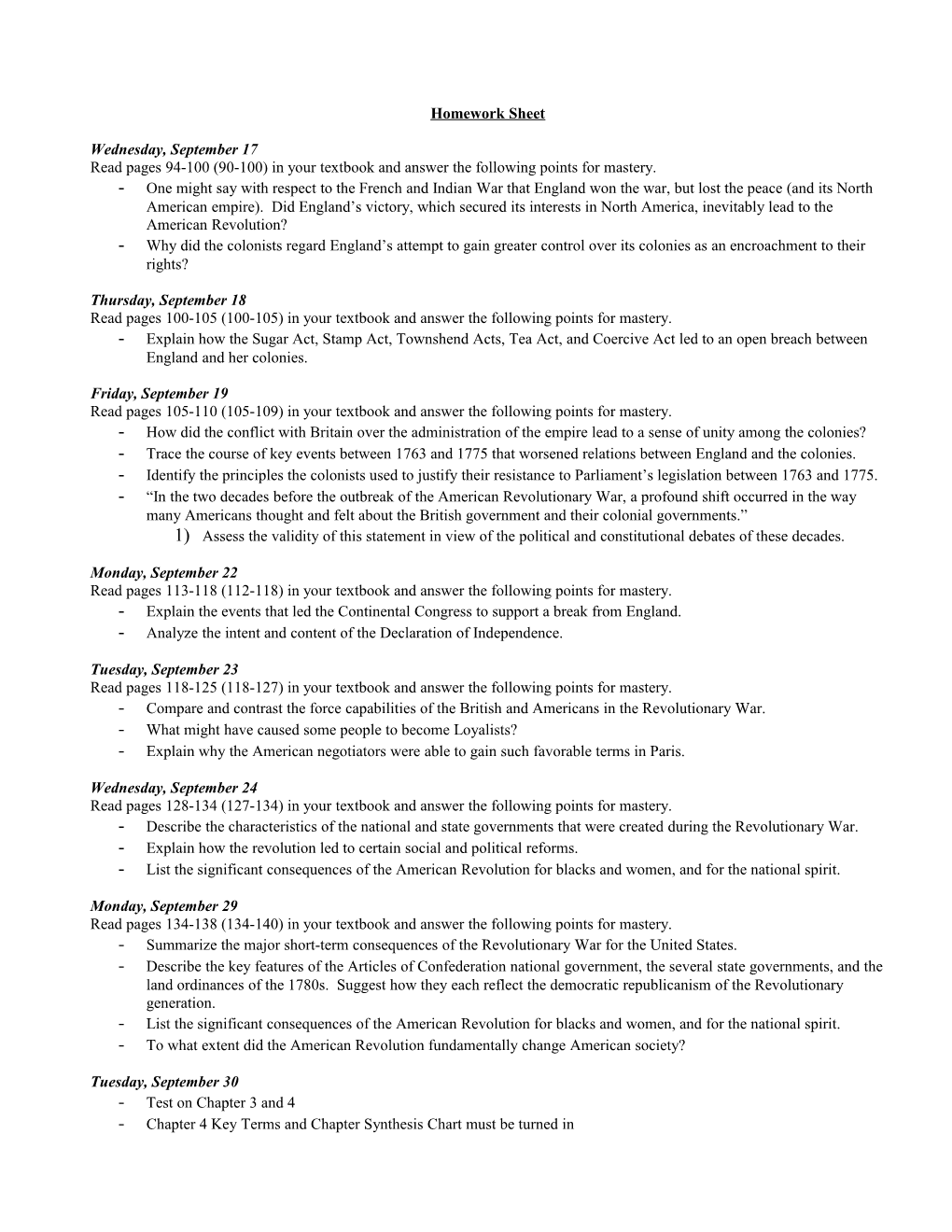 Read Pages 94-100 (90-100) in Your Textbook and Answer the Following Points for Mastery