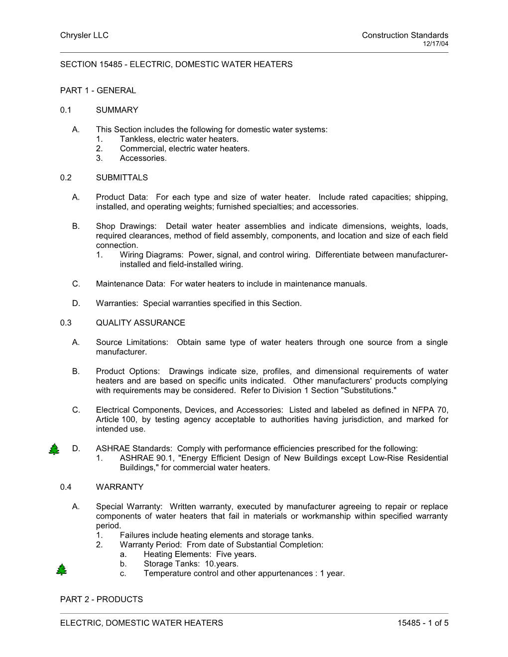 Chrysler LLC Construction Standards s5