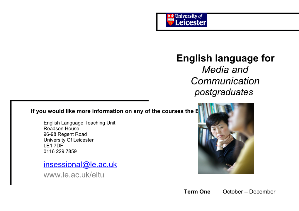 English Language for Media and Communication Postgraduates