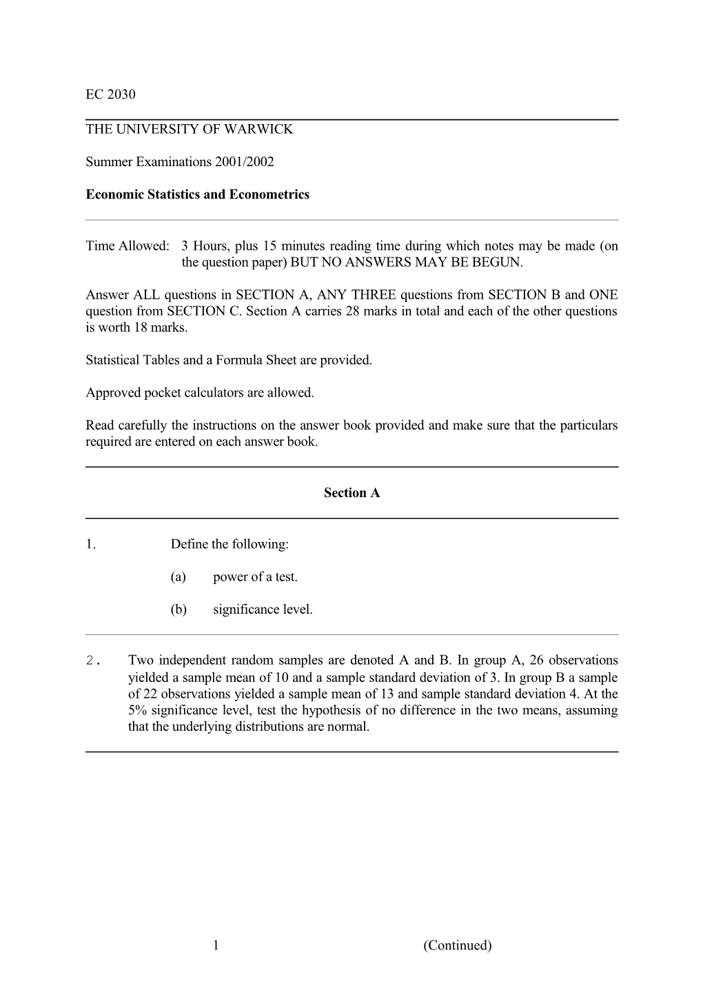 Economic Statistics and Econometrics