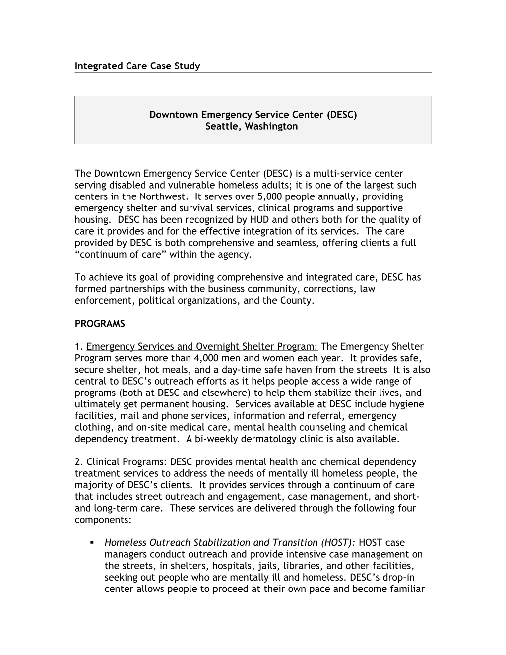 Integrated Care Case Study