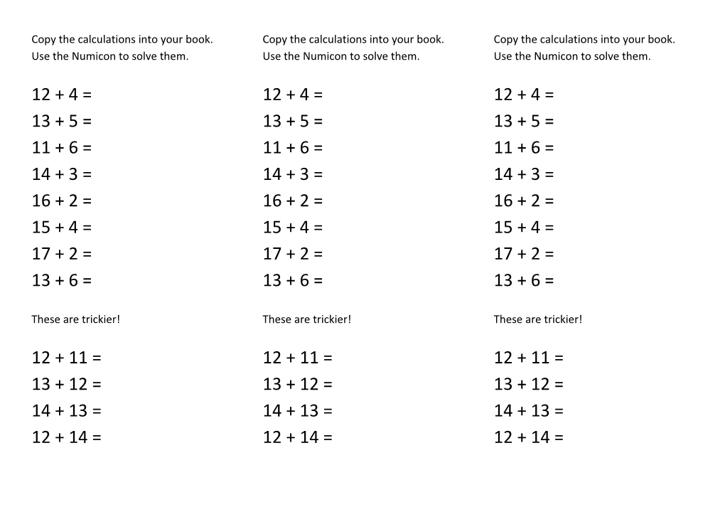 Copy the Calculations Into Your Book