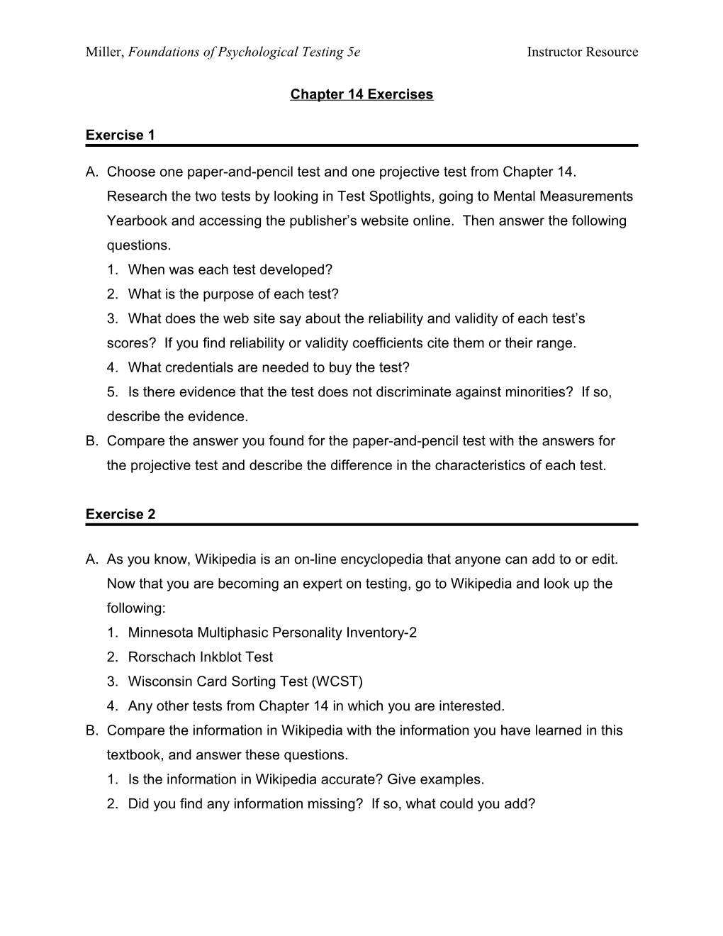 Chapter 14: How Are Tests Used in Clinical and Counseling Settings