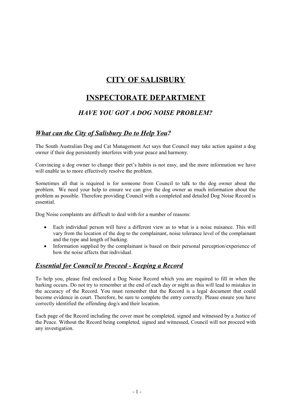 What Can the City of Salisbury Do to Help You?