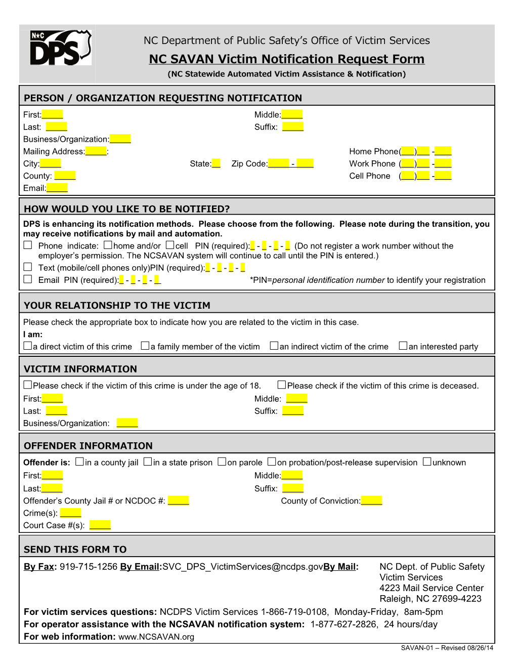 NC Department of Public Safety S Office of Victim Services