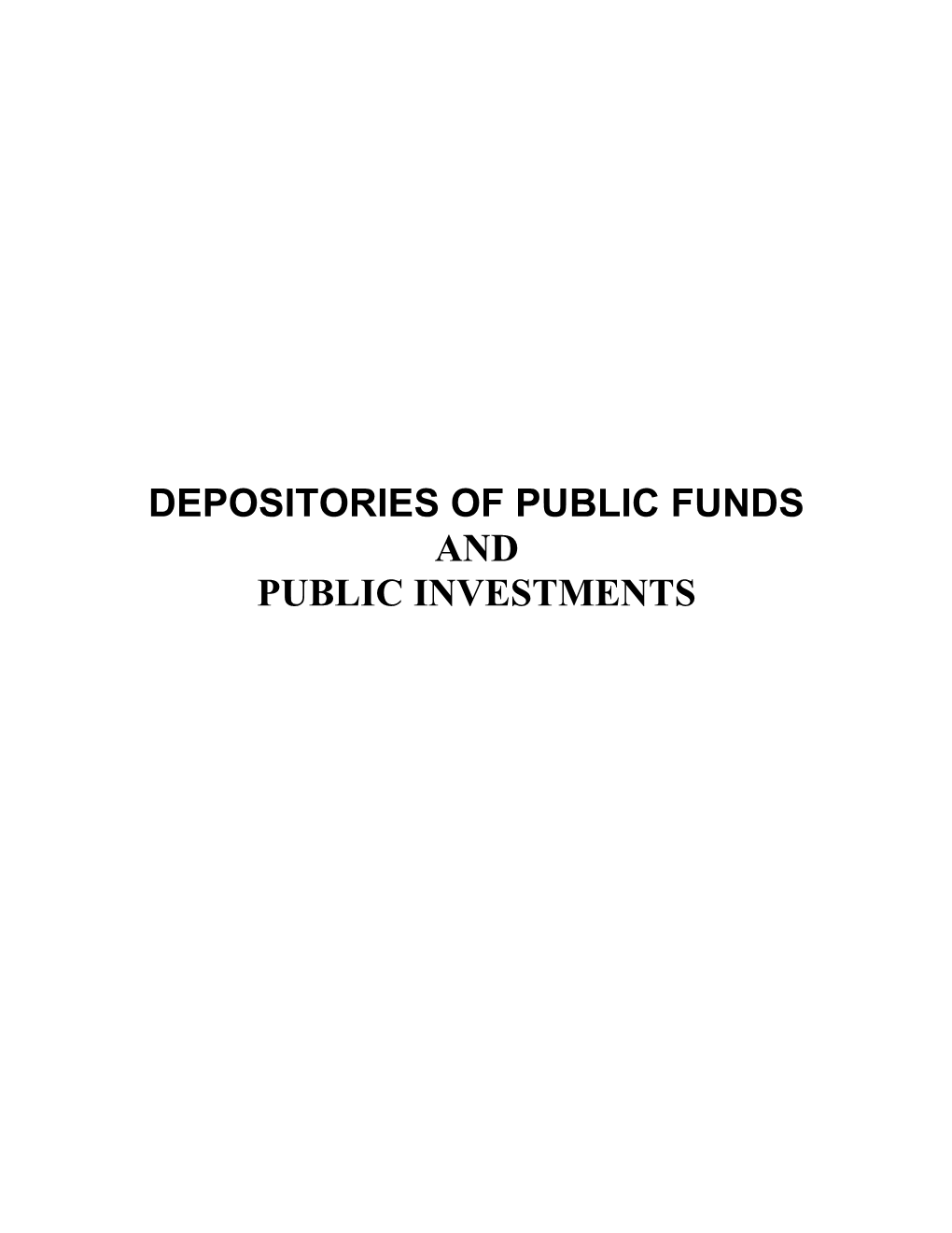 Depositories of Public Funds